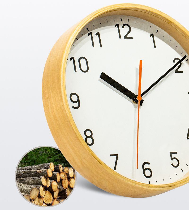 OEM Modern Simple Birch Wood Wall Clock for Home Decorative Gift