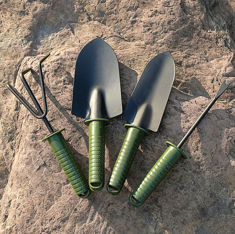 Garden Tools Small Big Hand Trowels Cultivator Weeder Fork Carbon Steel Comfortable Easy Grip Set 4