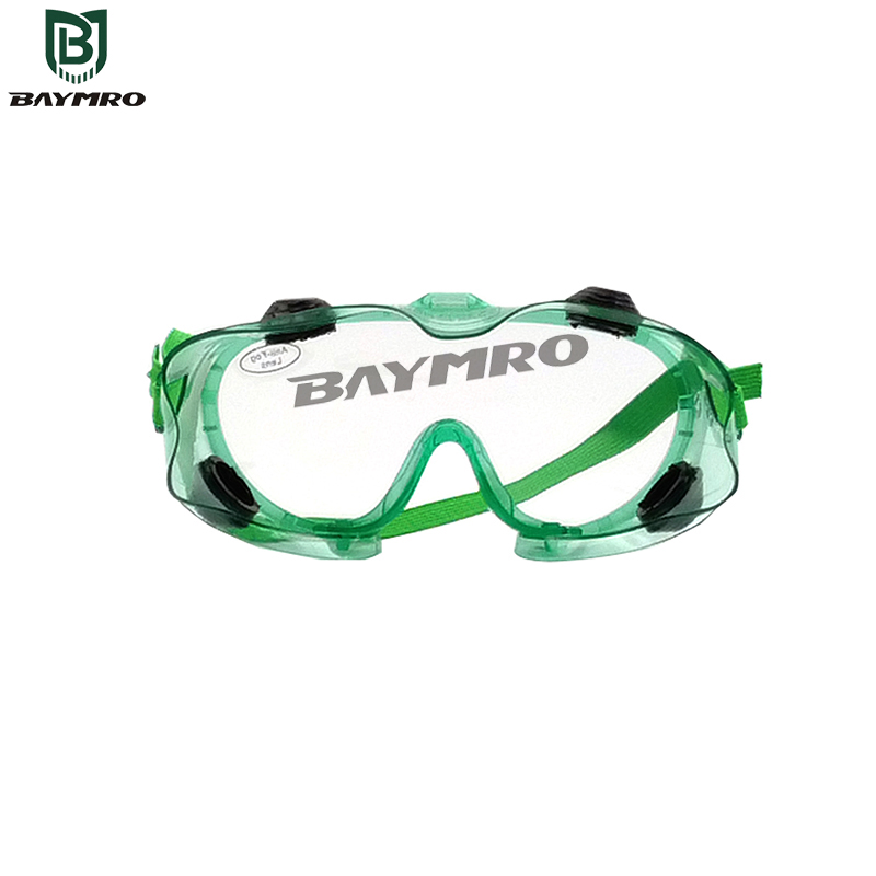 PPE Supplier PC Lens Green Frame Anti Fog Splash Chemical Safety Goggles En166