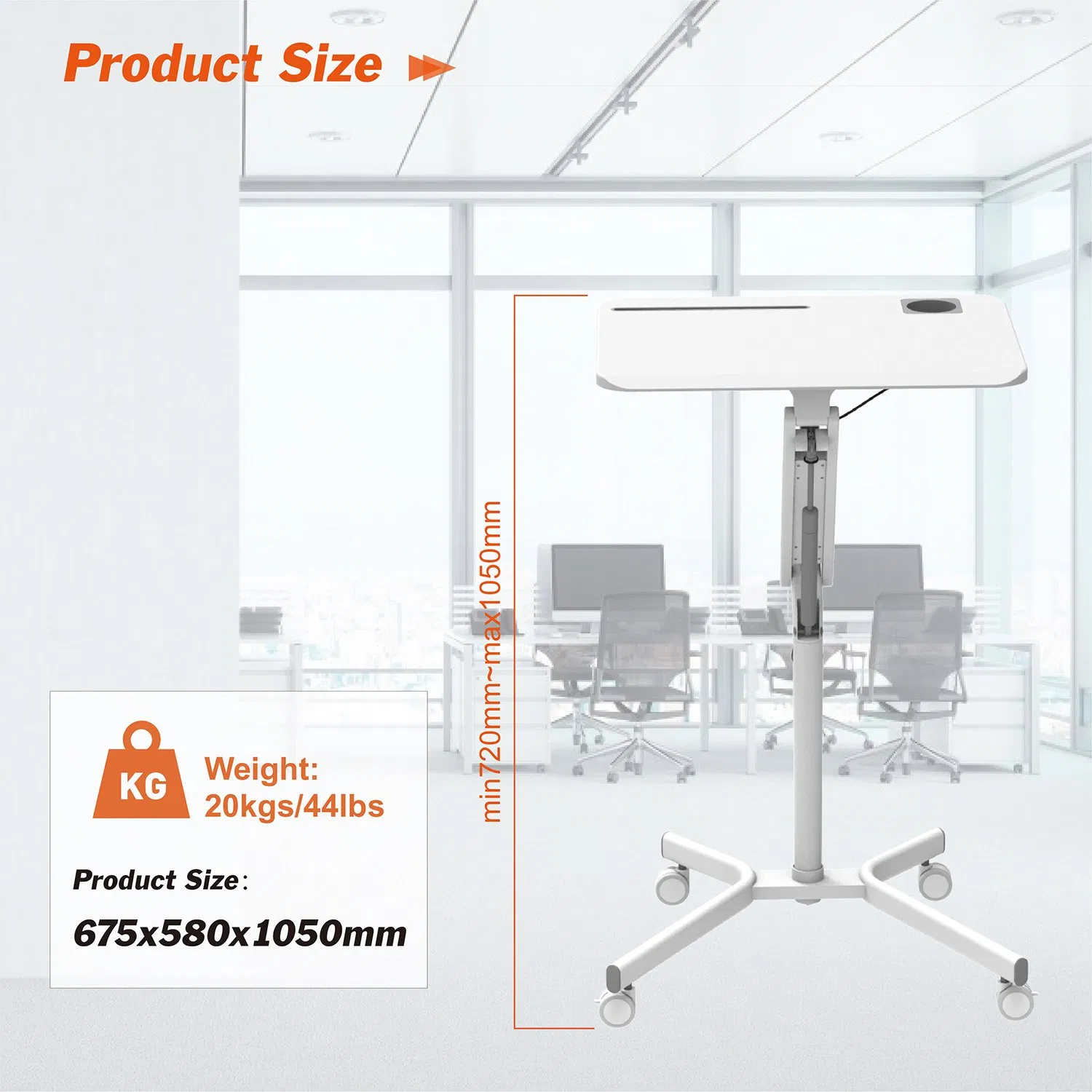 Best Selling Gas Spring Adjustable Laptop Cart for Office