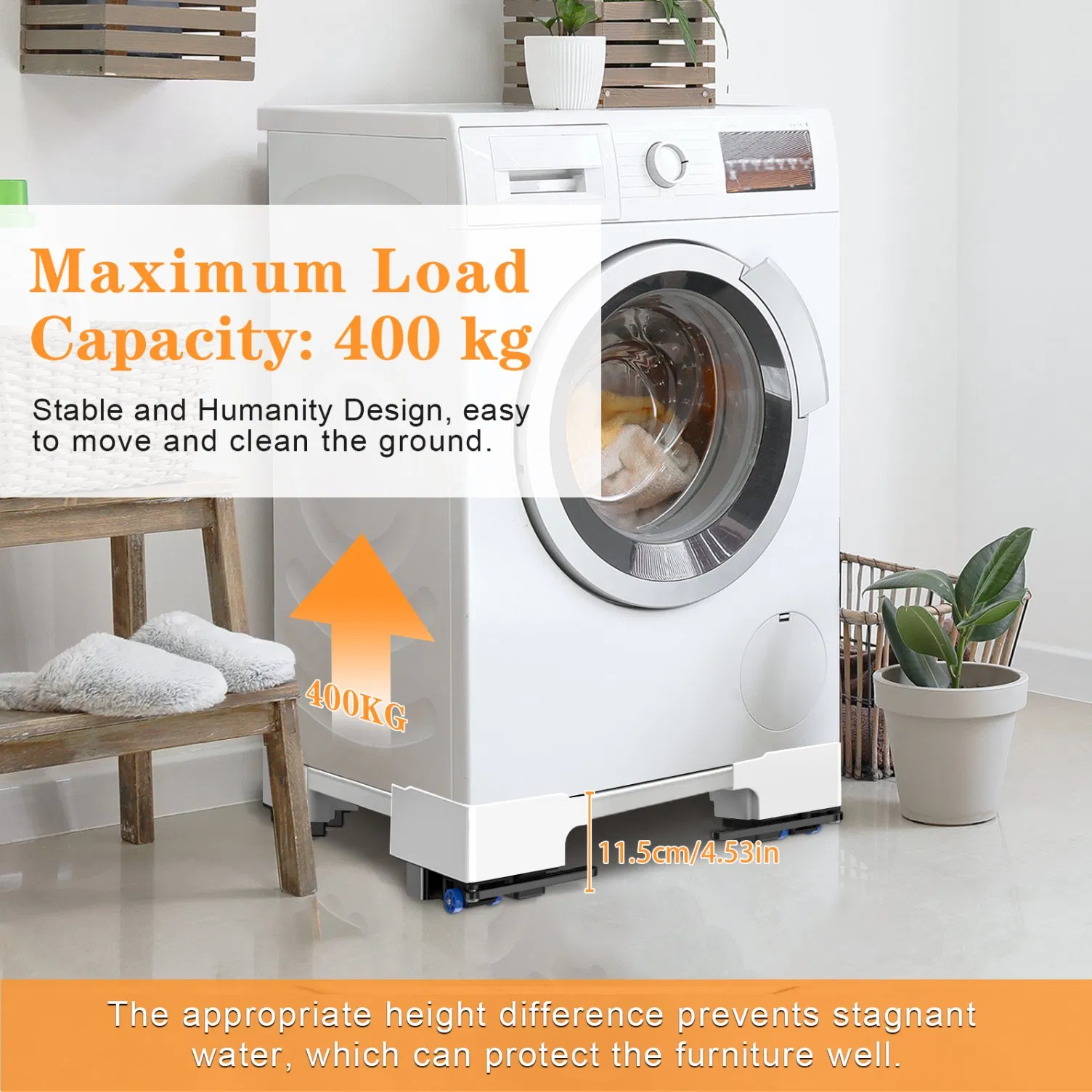 Removable Multifunctional Adjustable Anti-Vibration Base for Washing Machines