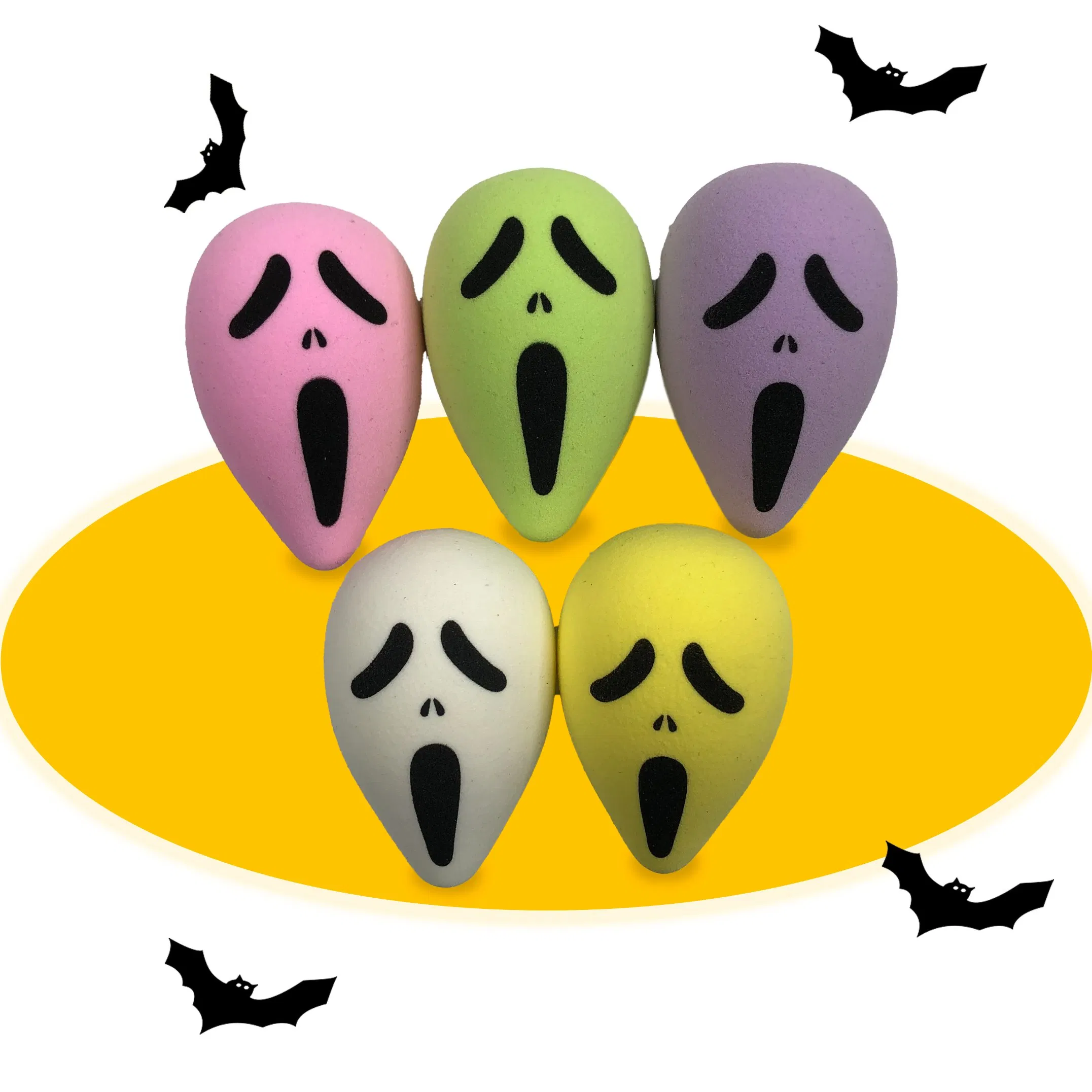 Hot Selling Grimace Shape Printed Makeup Sponges Customizable Beauty Cosmetics Use Non Latex Halloween Makeup Sponge