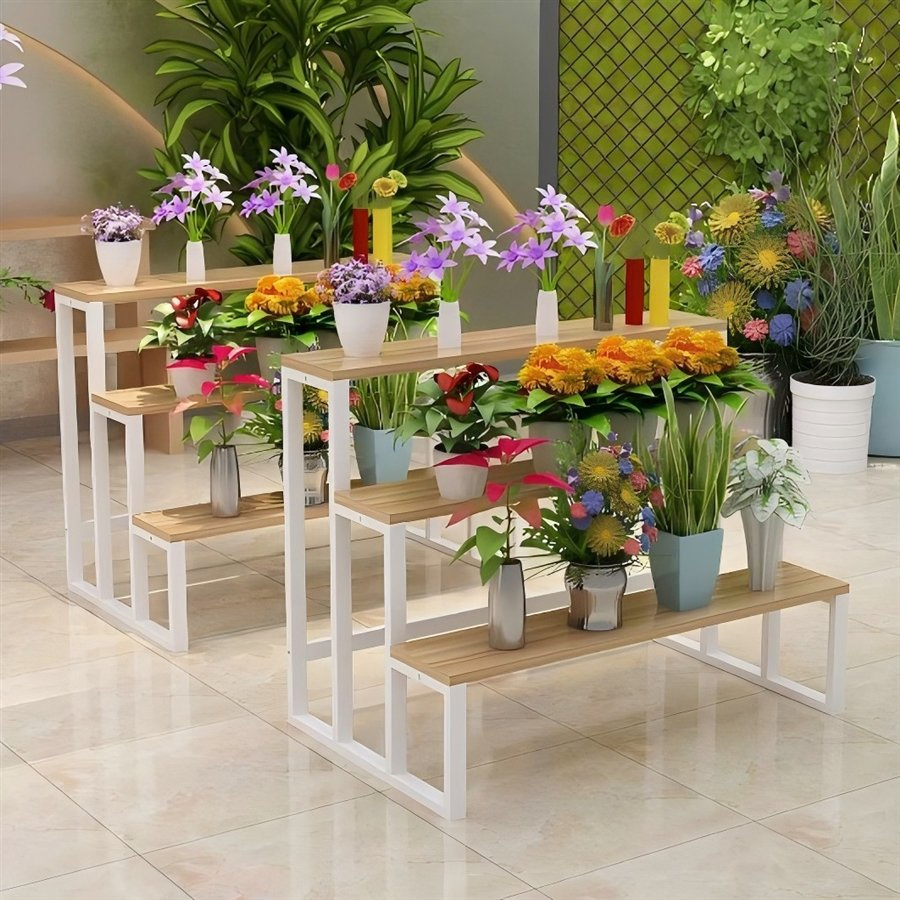 Durable Multi-Level Metal Plant Shelving Unit for Potted Flowers & Succulent Storage
