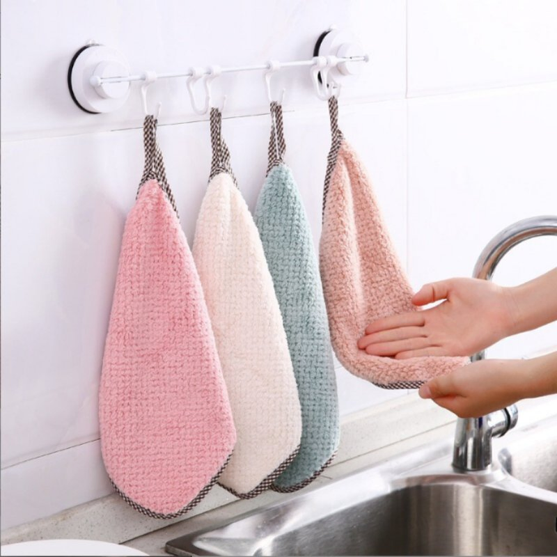 Thickened Trimmed Pineapple Grid Hanging Microfiber Hand Towel for Multi-Scene Use