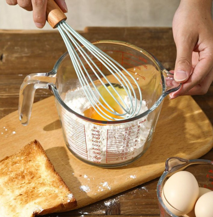 High-Temperature Resistant Graduated Measuring Cup Style Milk Microwave Oven Baking Egg Beating Glass Bowl