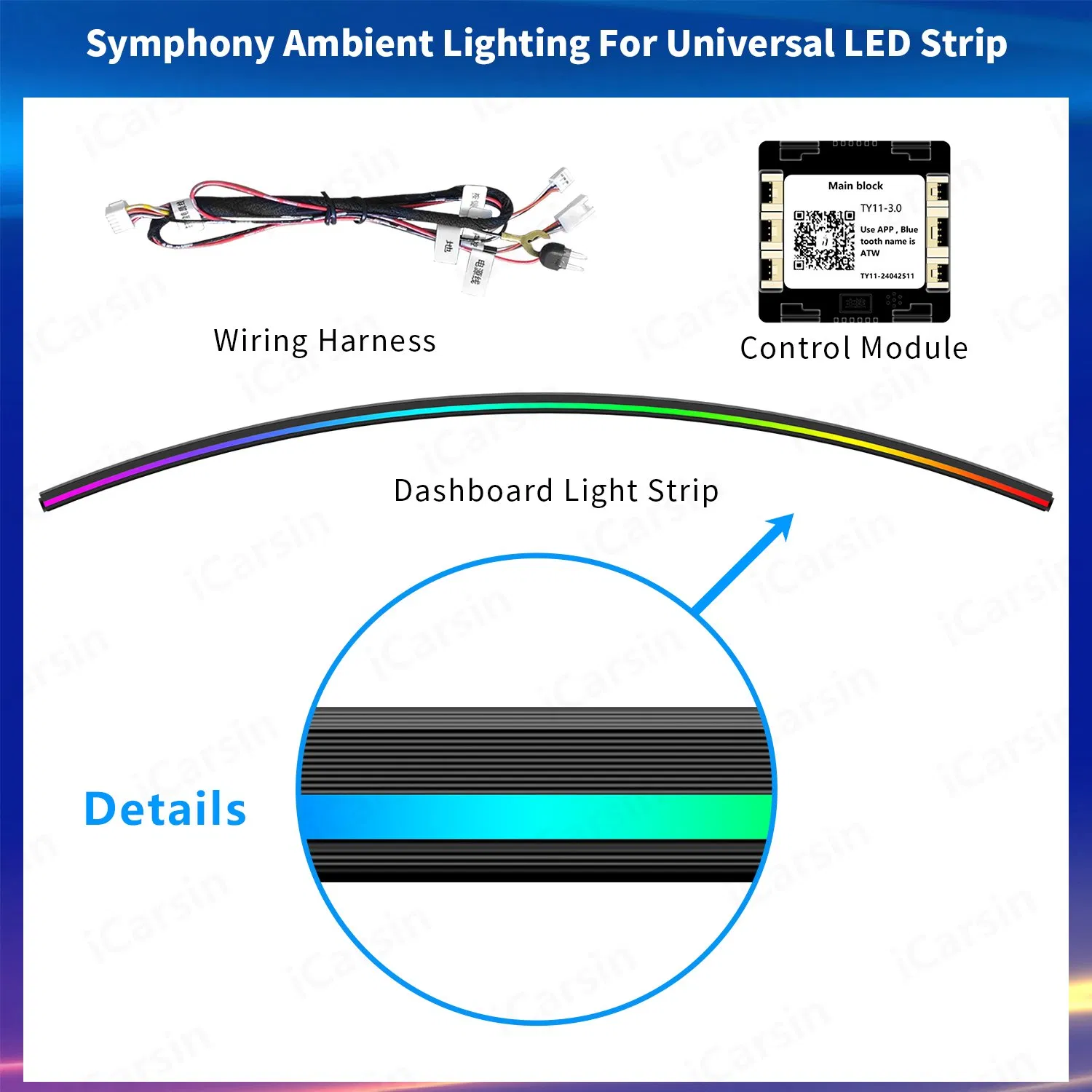 Universal 150cm Ambient Light Dashboard Surrounding Strip Lights