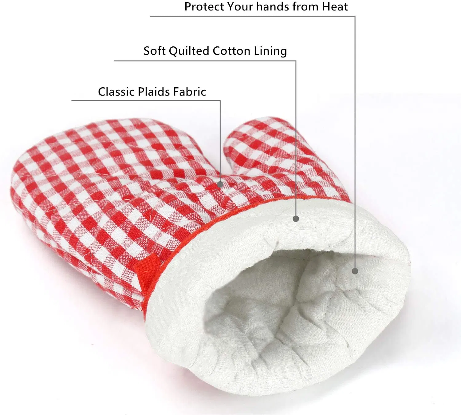 Heat Resistant Cotton Gingham Oven Mitts and Pot Holders for Cooking Baking