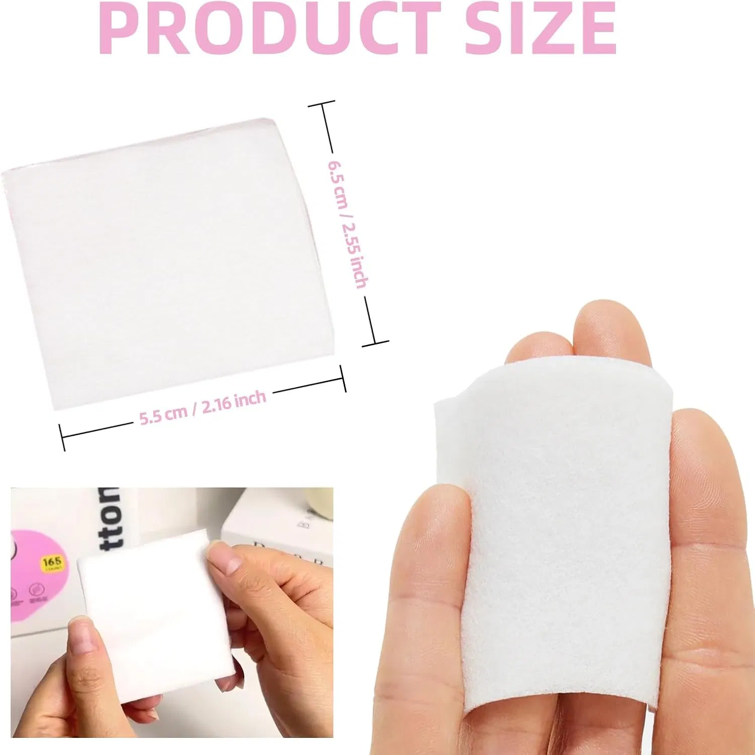 Premium 100% Pure Cotton Pads for Gentle Makeup Removal 165 Count