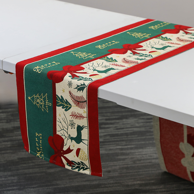 Design High Quality Christmas Tree Kitchen Tablecloth Cotton Linen Waterproof Table Runner
