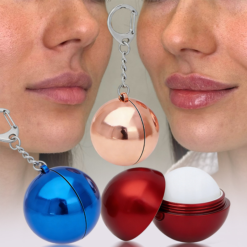 Private Label OEM Chain Clasp Round Ball Design Natural Vegan Formula Custom Packaging Nourishing Hydrating Plumping Lip Balm