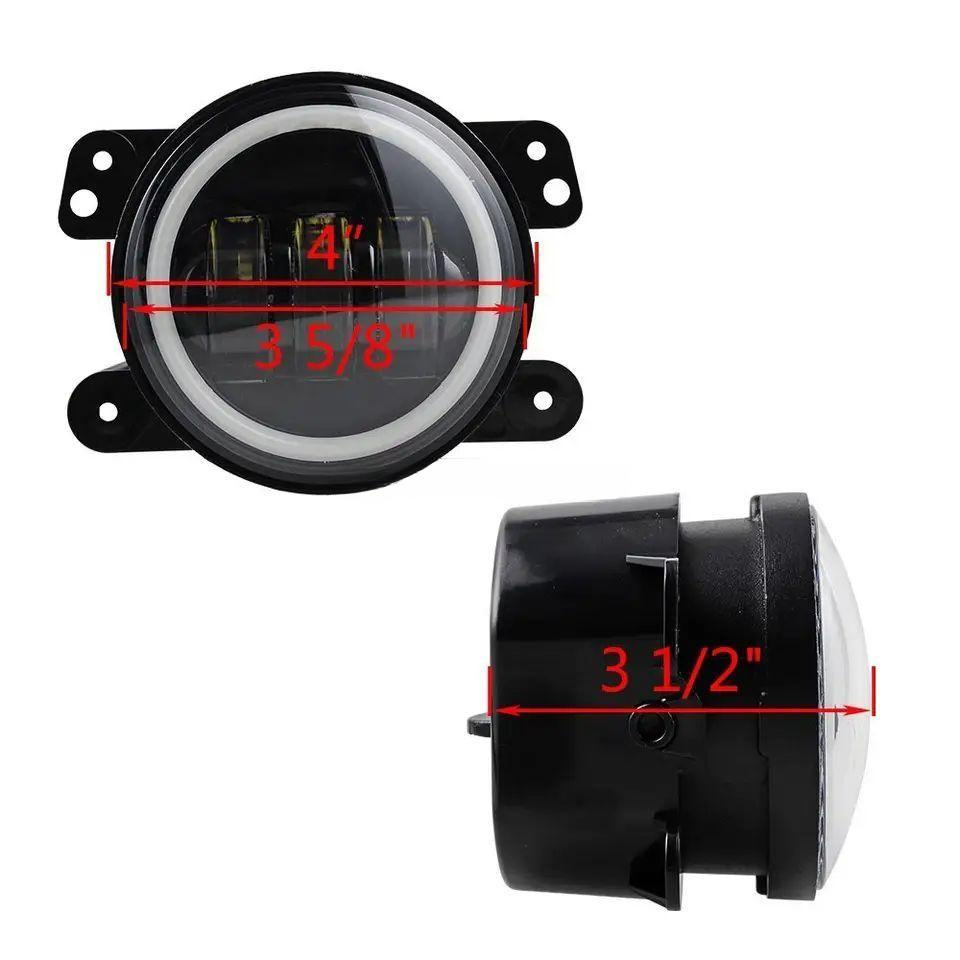 Светодиодная противотуманная фара 4'' с белым ореолом DRL для Jeep Wrangler