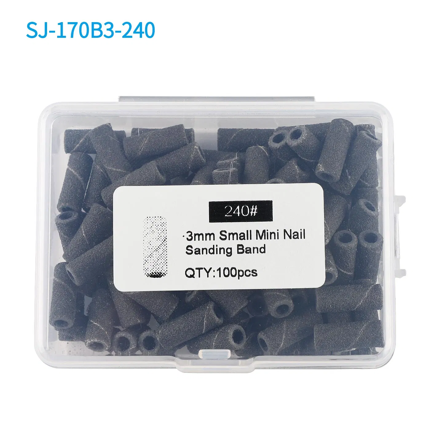 100PCS/Box 3mm Silicon Carbide Abrasive Black Mini Small Nail Beauty Sanding Band Bit