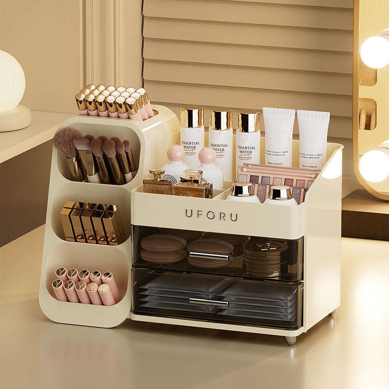 Home-Use Modern Multifunction Large-Capacity Plastic Rectangular Makeup Organizer Cosmetics Storage Box