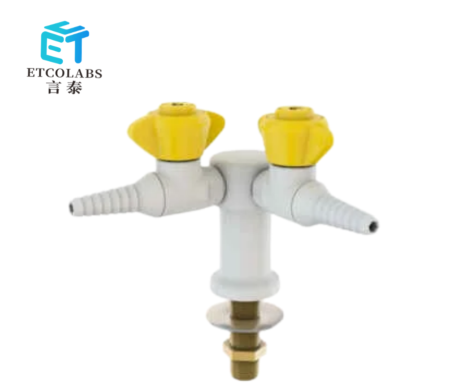 Chrome Plated Double Outlet Lab Faucet for Water, Air, and Gas Compatibility