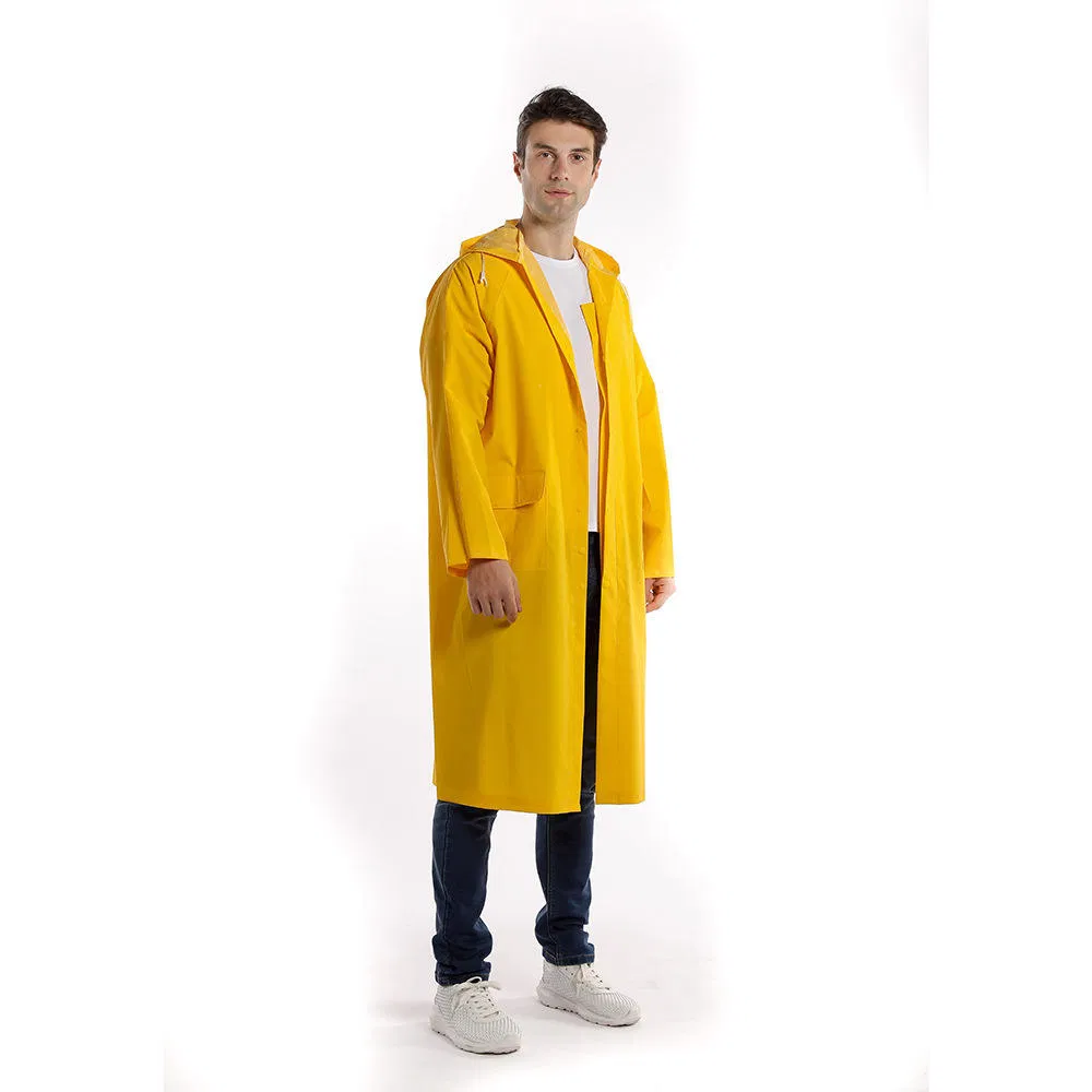 Custom Wholesale High Quality Waterproof Reflective Polyester PVC Long Raincoat for Worker