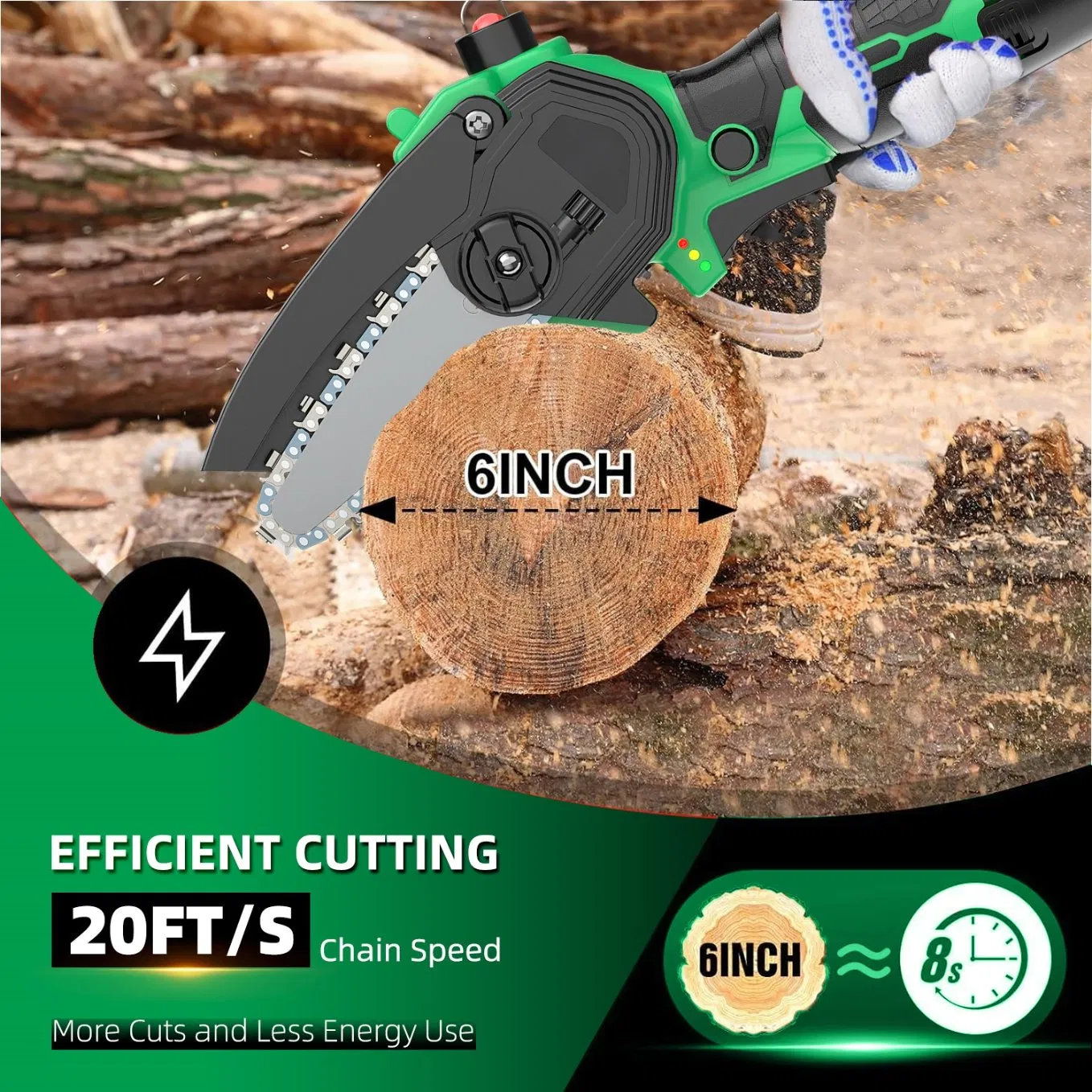 Мини-бензопила электрическая 12В, 4 дюйма