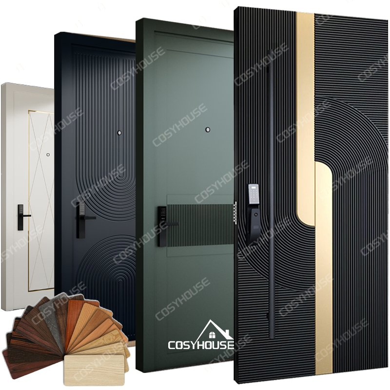 High Security Anti-Theft Solid Wood Entrance Door with 3-Point Locking