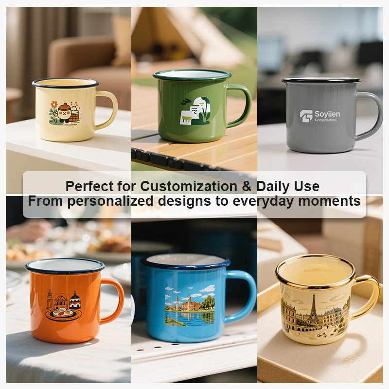 Lightweight Rust Resistant Thick Coating Enamel Mug for Camping Gift