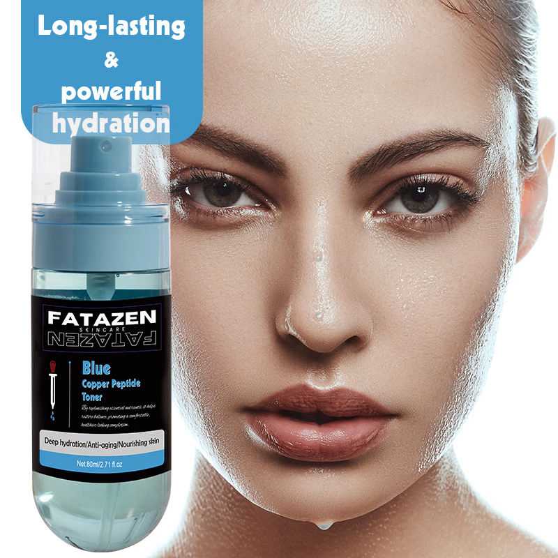 Private Label Natural Deep Moisturizing Blue Copper Peptide Face Toner Water Spray OEM Skincare Brightening Repair Facial Toner