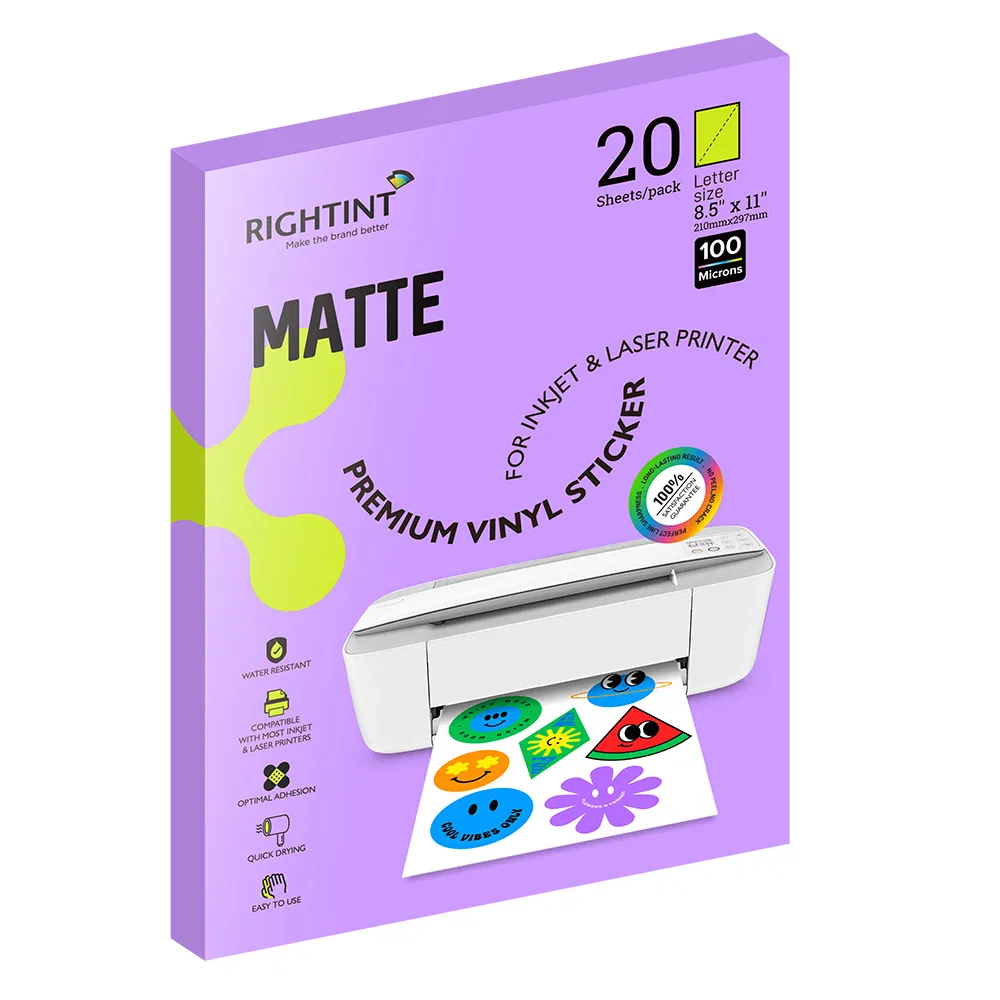 Synthetic Glassine Rightint Carton A4, OEM Glossy Sticker Paper Label Sheet
