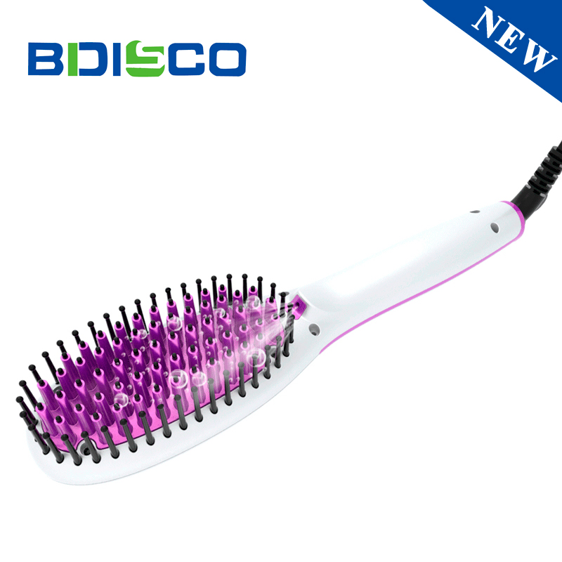 Dual Voltage Professional Electric Hair Straightening Brush Anti-Static Negative Ion and for Home Use Hot Air Comb