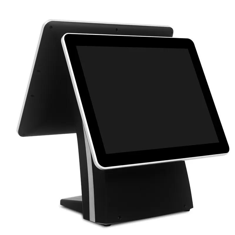 Dual Screen Cash Register All in One POS Terminalwin10 OS 15 Inch Touch Screen POS Systemwith 64GB SSD