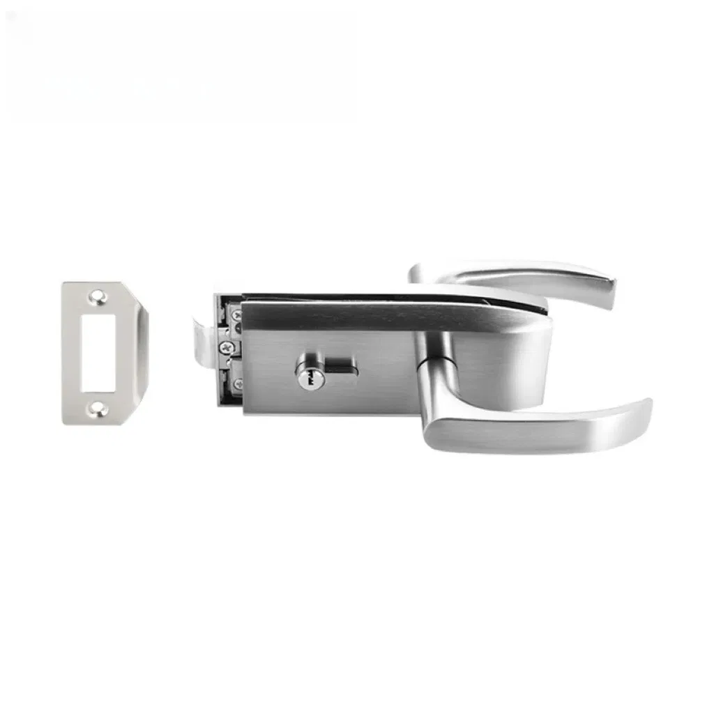 Zinc Alloy Frameless Glass Lock with Fixed Handle for Glass Door