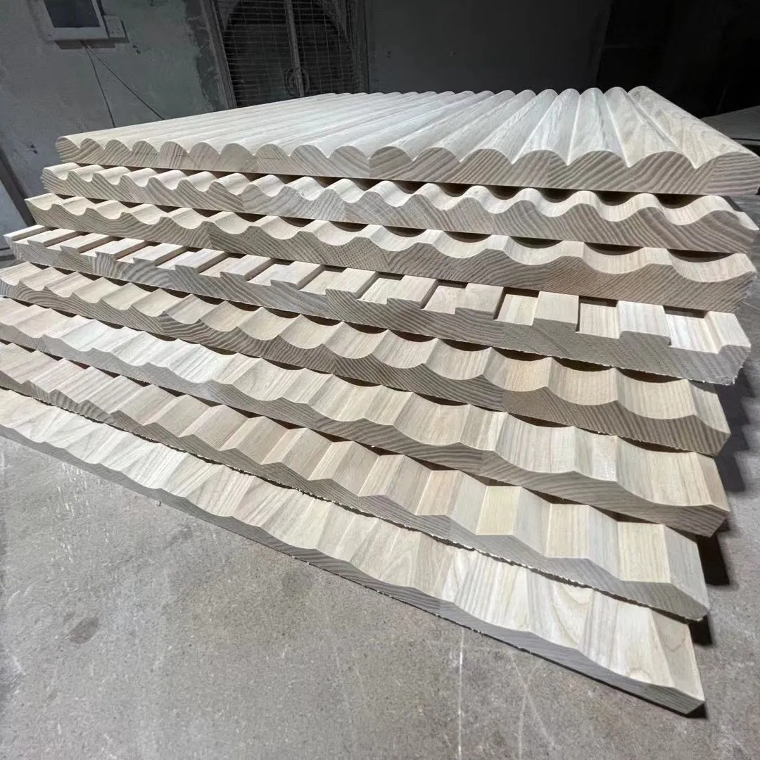 Custom-Made High Quality Solid CNC Texture 3D Wood Wave Wall Panel