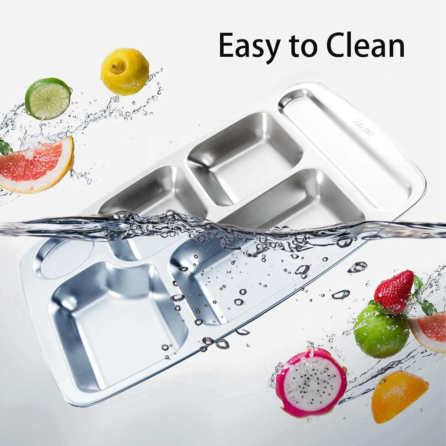 High Quality Customized 304 Stainless Steel Indonesia School Lunch Plate with Lid