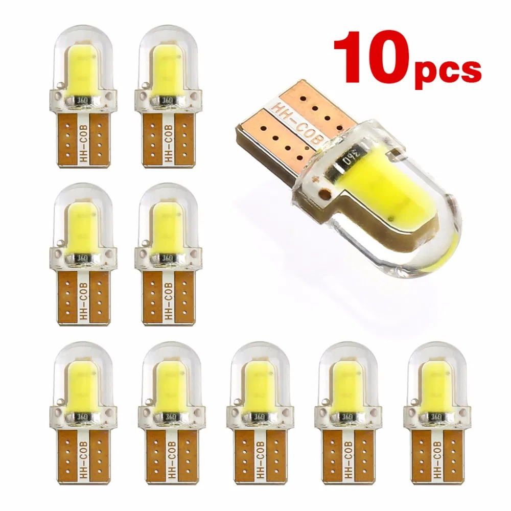 10 шт. LED лампы T10 W5W 194 168 для авто, белые