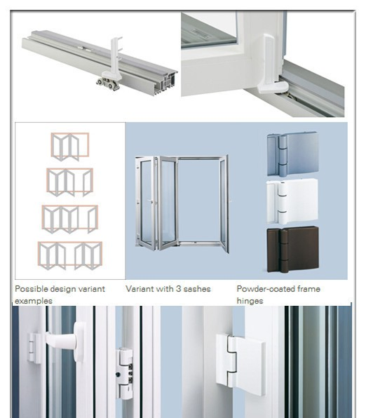 Waterproof Exterior Aluminum Glass Plastic Folding Doors with Sheets for PVC