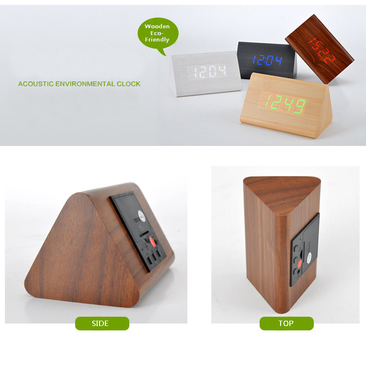 Logo Customized LED Display Wooden Digital Clock