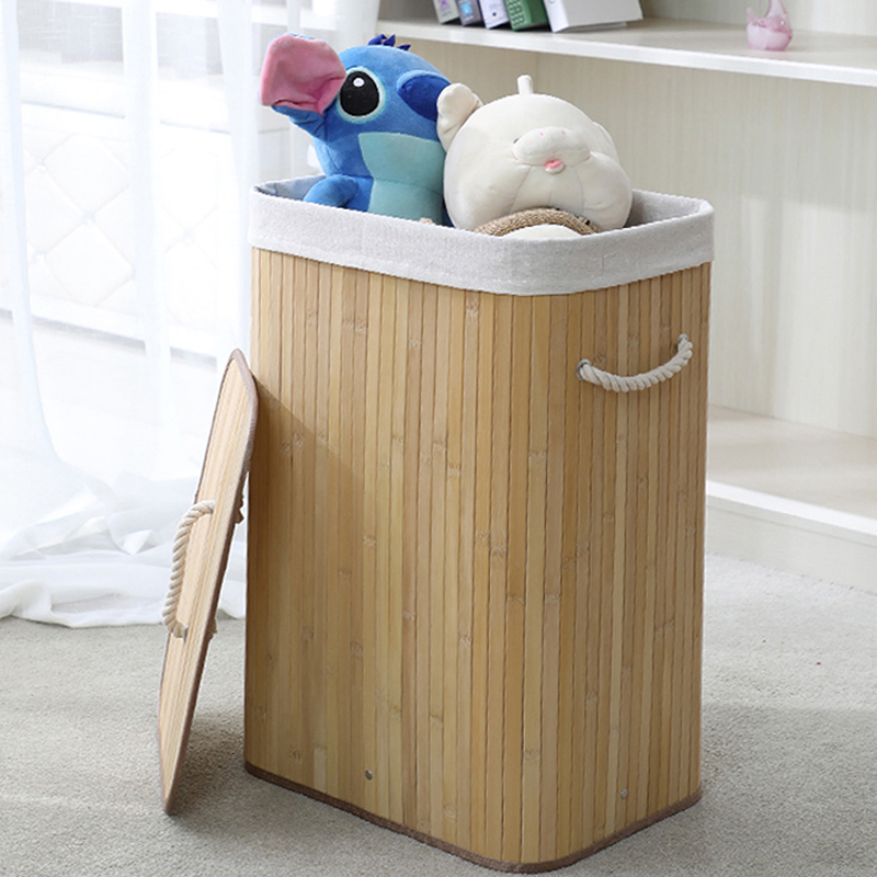 Bamboo Washing Basket Clothes Hamper Laundry Hamper Rope Handles Natural Stain Bamboo Laundry Basket with Lid