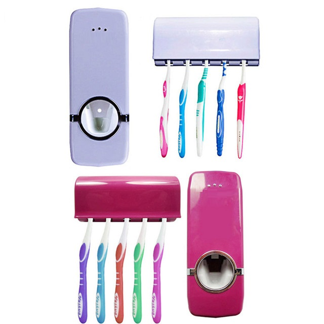 Hot Selling Popular Gift Bathroom Set B535 Multi-Function Toothbrush Holder Toothpaste Dispenser