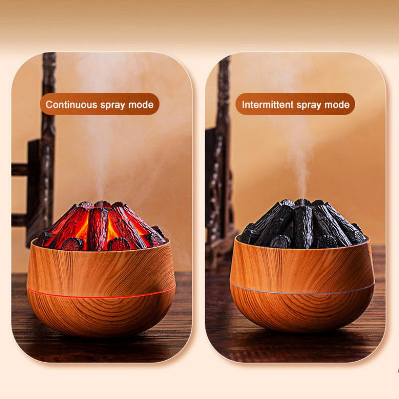 Carbon Fire Humidifier Mini Mute Fog Flame Humidifier USB Smart Bonfire Humidifier for Living Room