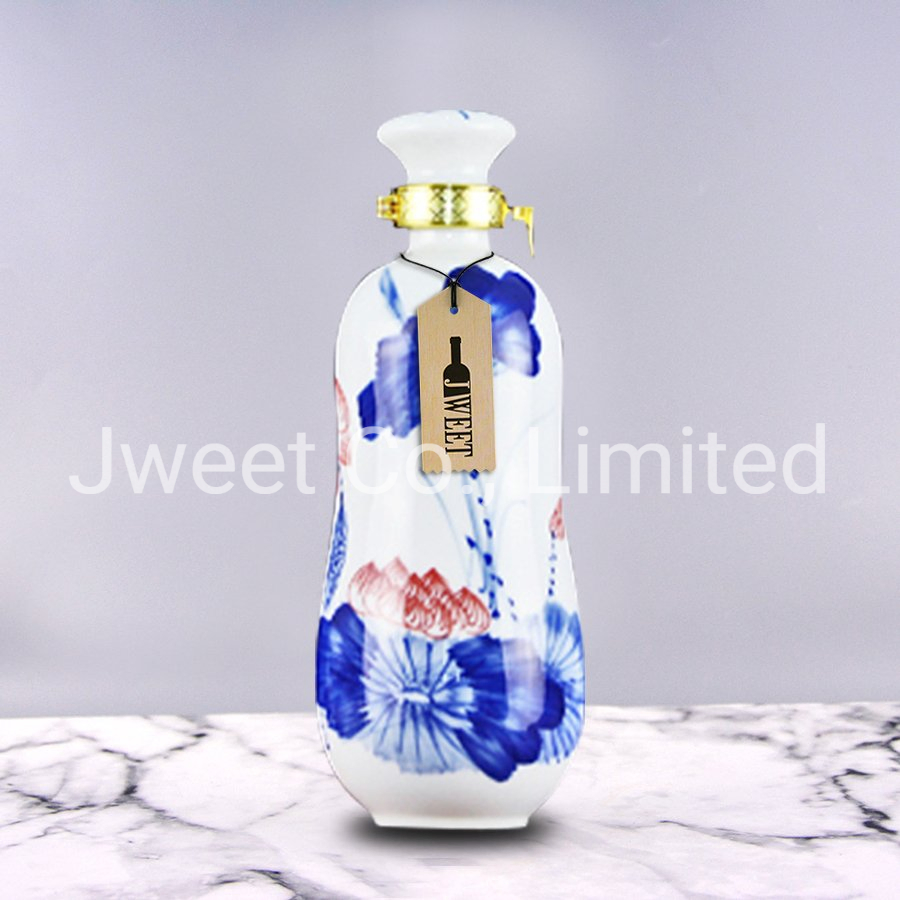 Custom with Cork Spirit Wine Olive Oil Ceramic Bottle