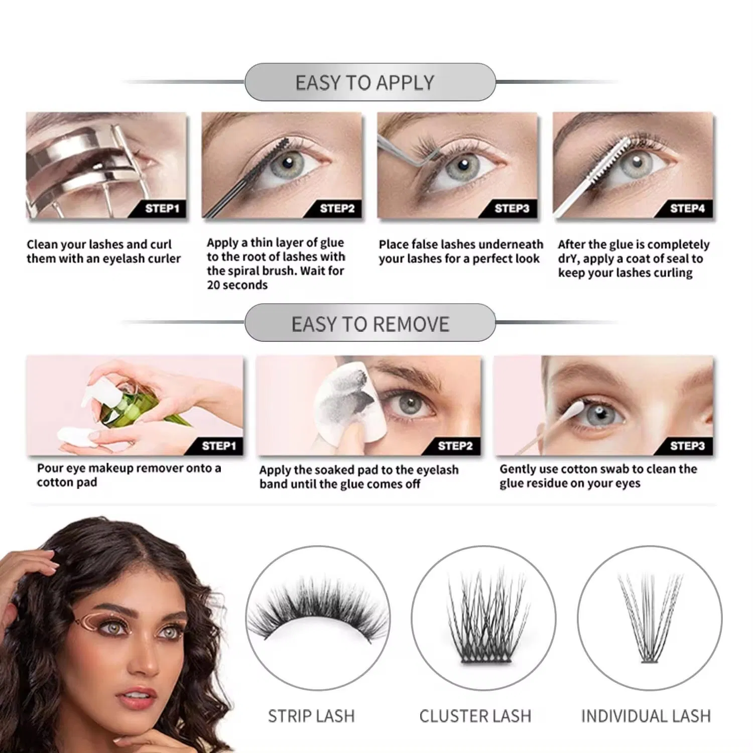 2 in 1 DIY Lash Extensions Glue Cluster Strip Individual Lashes Use Segmented Adhesive Lash Bond and Sealant Waterproof