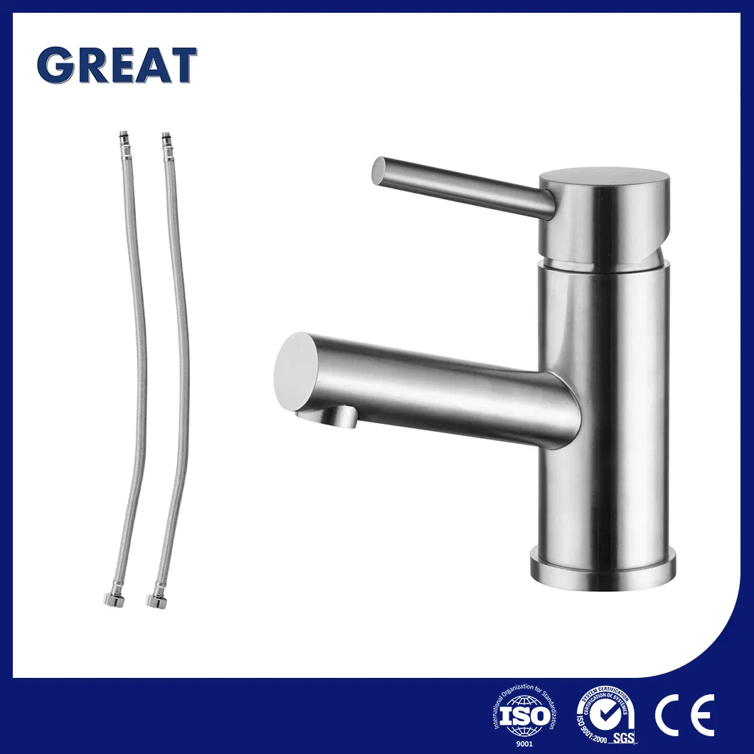 Great 3 Hole Bathroom Sink Faucet Suppliers High-Quality Sink Faucet GLS4901s49 Brushed Single Lever Basin Faucet Single Hole Golden Tap for Wash Basin