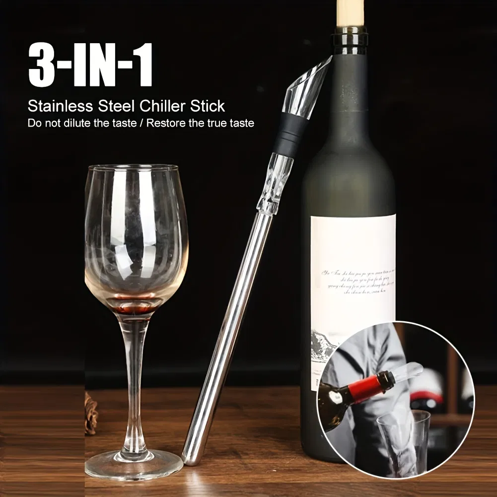 3-in-1 Stainless Steel Wine Bottle Chiller Stick for Bar Accessories