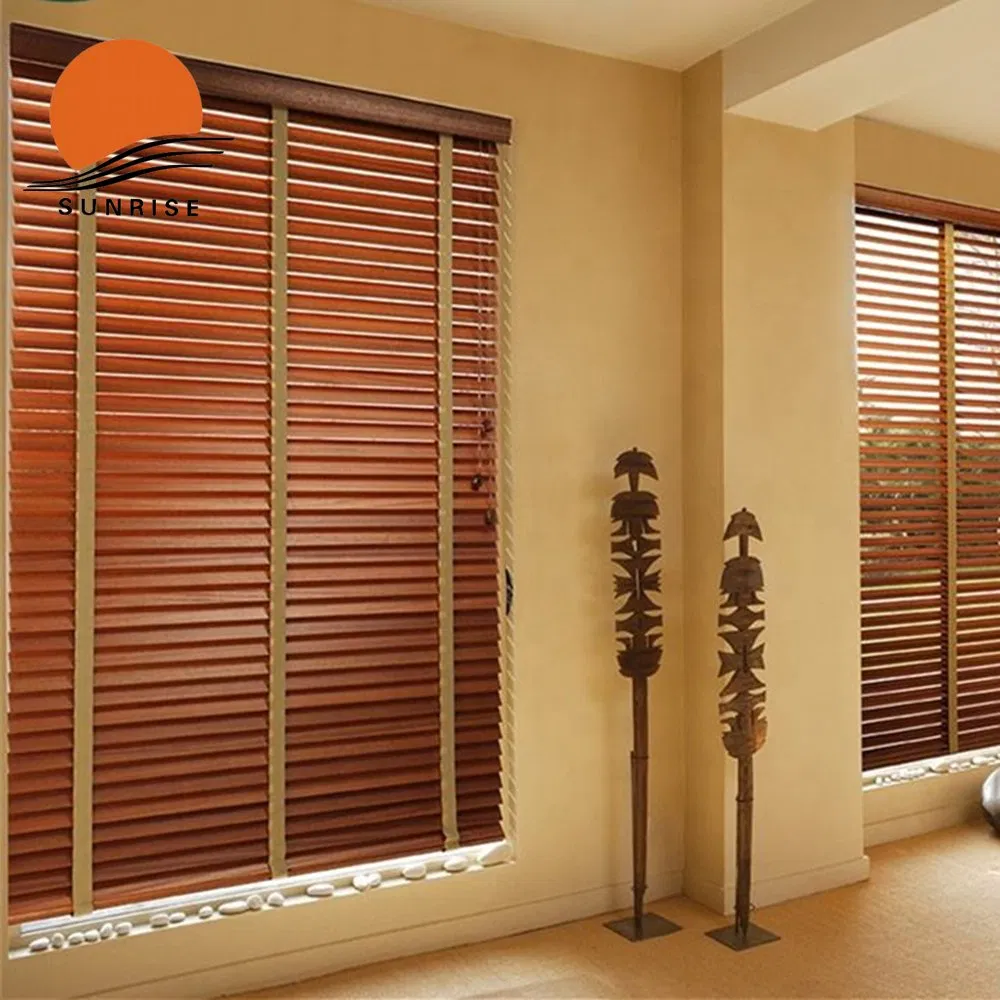 Factory Direct Sale Remote Control 25mm 35mm 50mm Wooden Venetian Blinds Outdoor Wooden Blinds