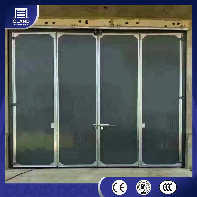 Windproof Automatic Industrial Folding Door Sandwich Panel Thermal Electric Gate Grade Sliding Hangar Door with Window Pedestrian Door for Warehouse or Airport
