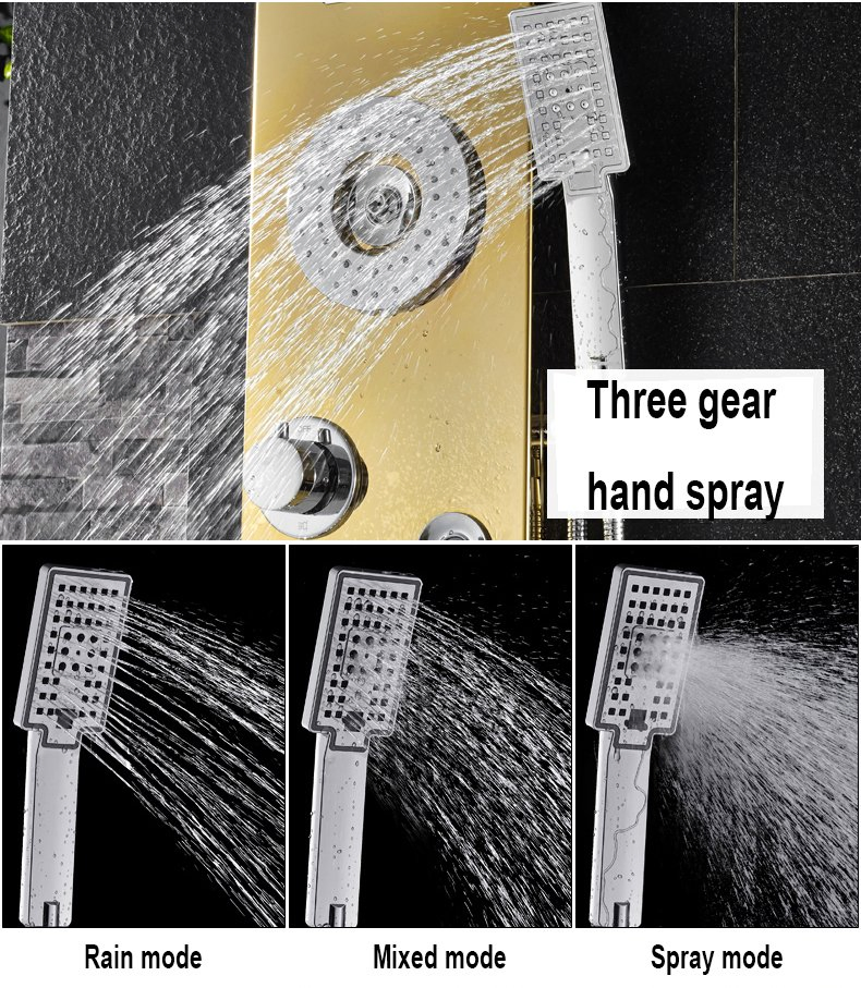 Muti-Functional LED Digital Display Shower Set Stainless Steel Waterfall Rain Shower Panel