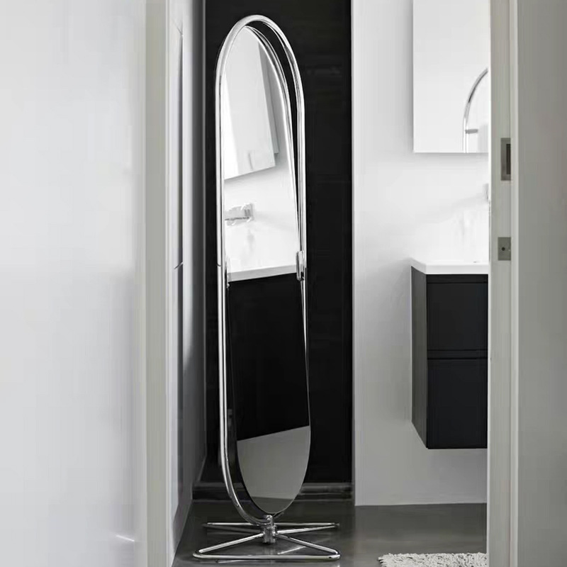 Clothing Store Silver Frame Full Body Dressing Mirror Home Rotatable Floor Fitting Mirror