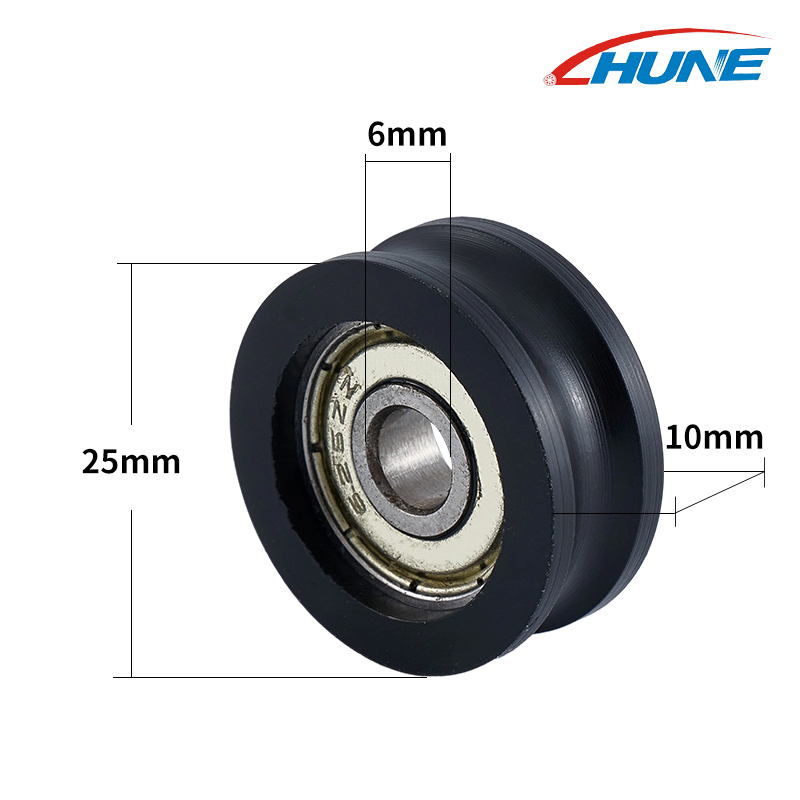 626 China Supplier Customized Miniature Plastic Nylon/POM Coated U Groove Silent Pulley Track Roller Wheel Bearing Roller Pulley U0622.5-7 Nylon Roller