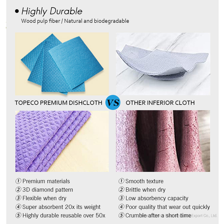 Topeco Compressed Non-Scratch Cellulose Dish Cloth Sponge White Absorbent