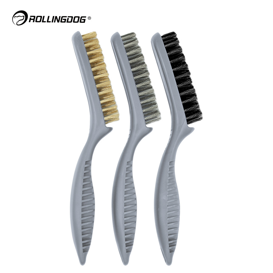 Rolingdog-Standard 90089g 3PC Multi-Purpose Brush Set Brass Synthetic Filament Stainless Steel