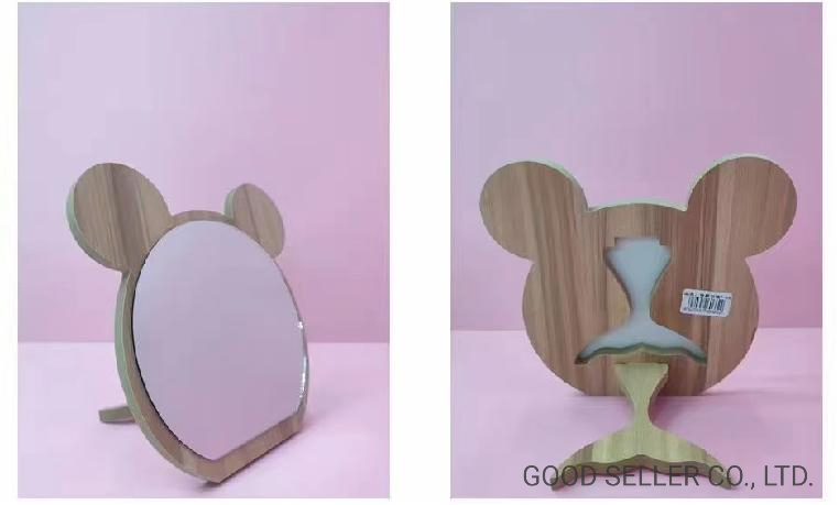 Wholesale Customized Animal Decoration Stand Wood Frame Bamboo Makeup Mirror