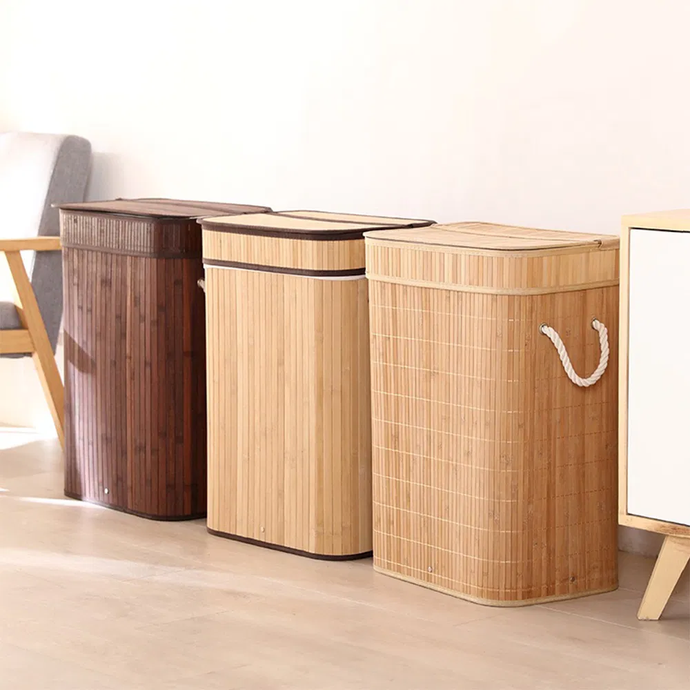 Natural Bamboo Laundry Basket for Dirty Clothes with Folding Design