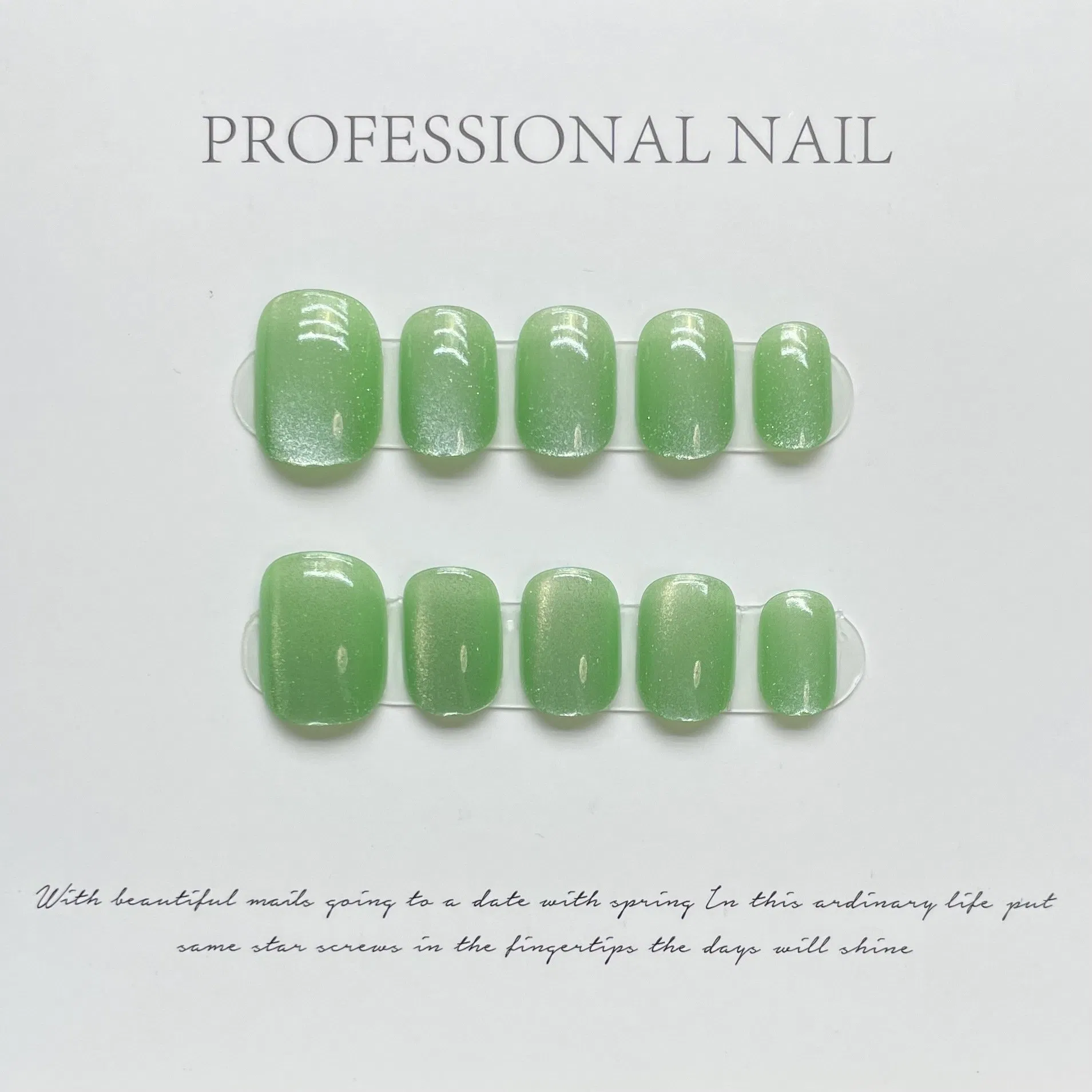 Hand Painted Magnetic Cat Eye Gel Nails Short Square Press on Nails