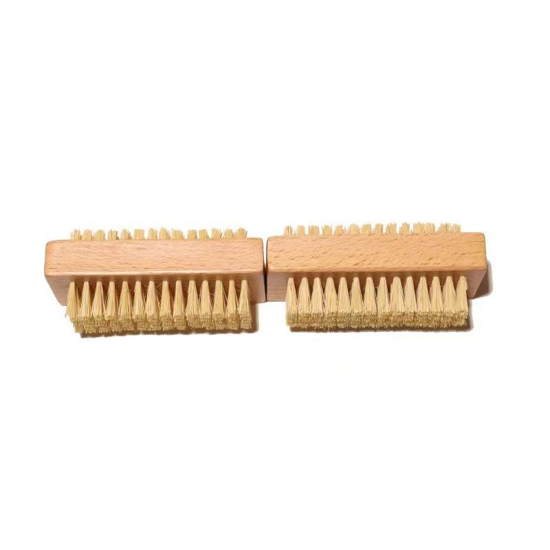 Wholesale Fingernail Brush Bristles Bamboo Beech Double-Sided Fingernail Cleaning Brush
